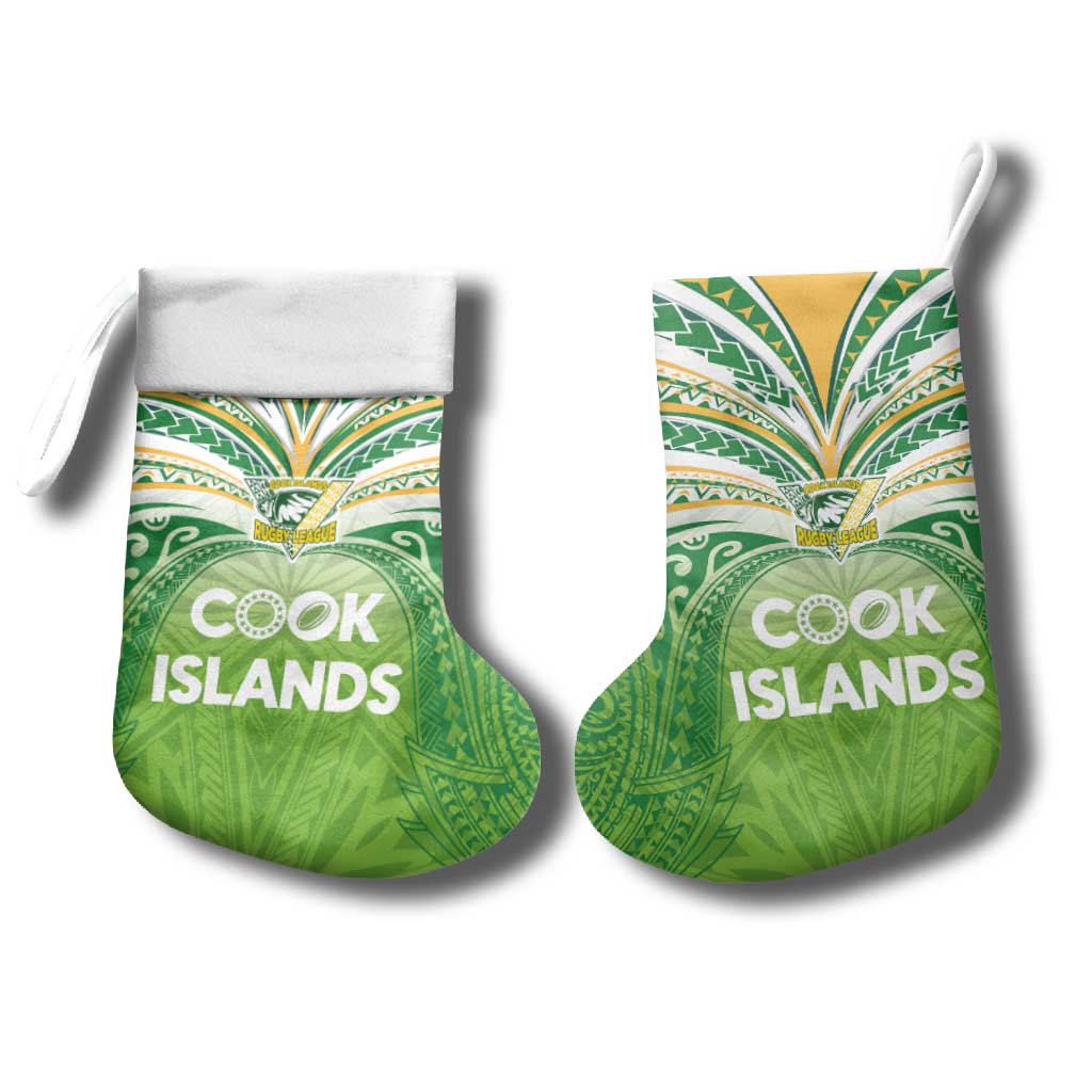 Cook Islands Rugby League Christmas Stocking Tatau Tribal Motifs-Light Green Color LT03 - Polynesian Pride