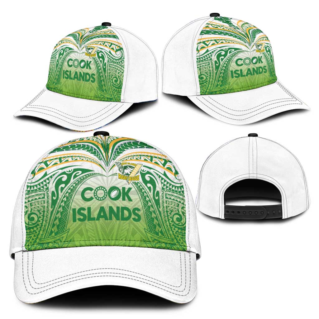 Cook Islands Rugby League Classic Cap Tatau Tribal Motifs-Light Green Color LT03 - Polynesian Pride
