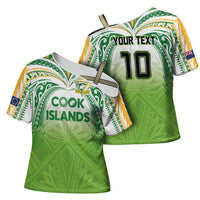 Custom Cook Islands Rugby League Cross Shoulder Shirt Tatau Tribal Motifs-Light Green Color LT03 - Polynesian Pride