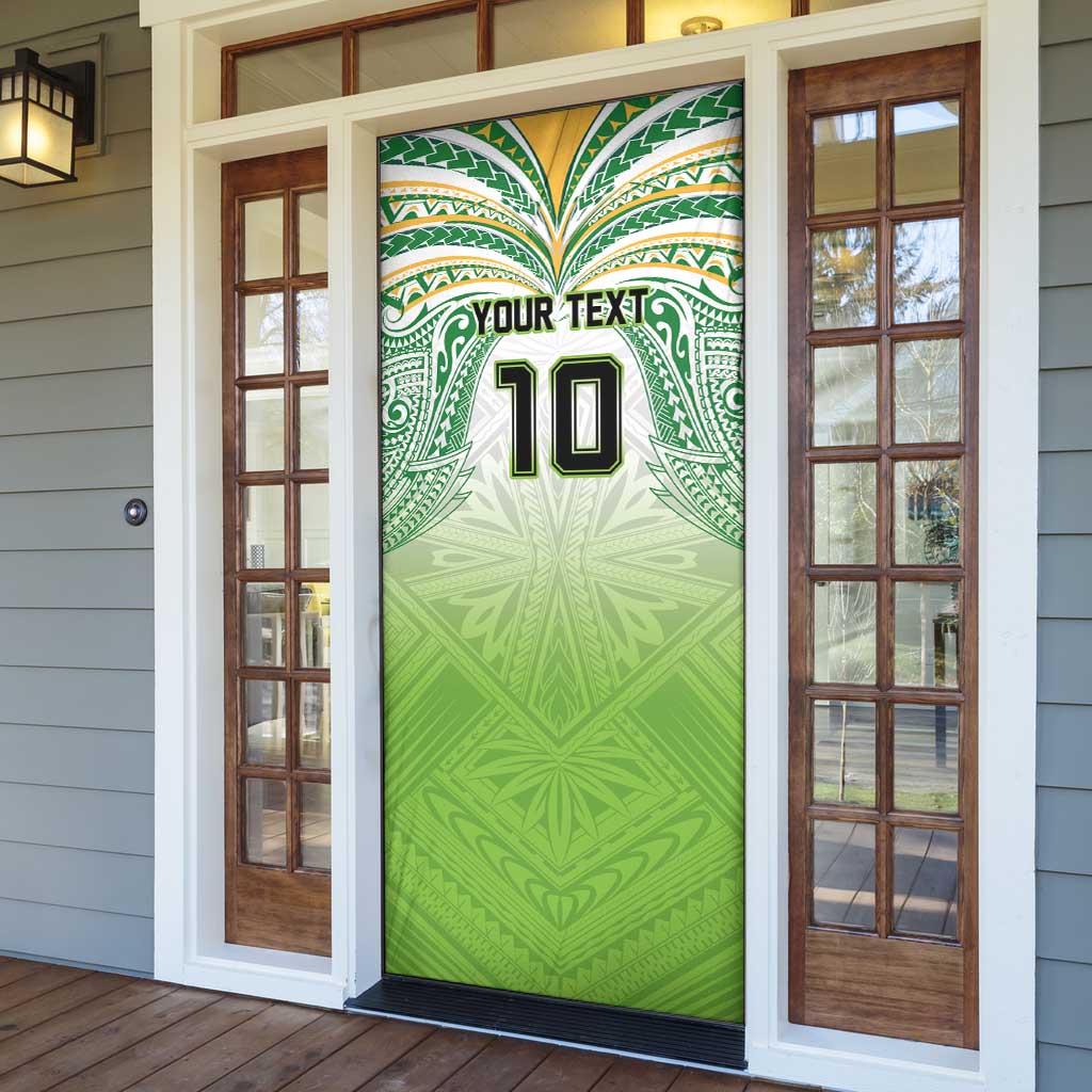 Custom Cook Islands Rugby League Door Cover Tatau Tribal Motifs-Light Green Color LT03 - Polynesian Pride