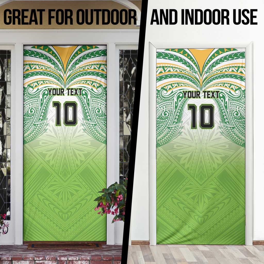 Custom Cook Islands Rugby League Door Cover Tatau Tribal Motifs-Light Green Color LT03 - Polynesian Pride