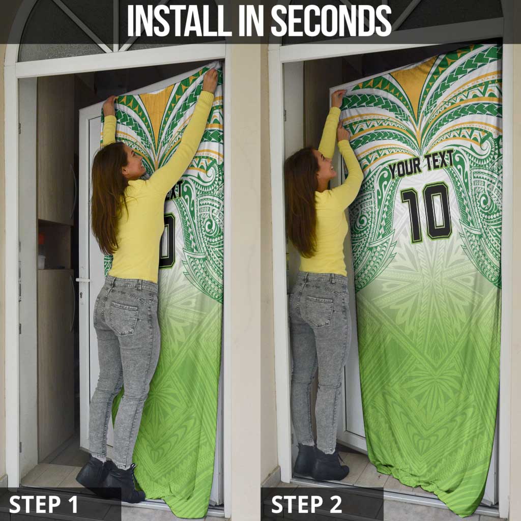 Custom Cook Islands Rugby League Door Cover Tatau Tribal Motifs-Light Green Color LT03 - Polynesian Pride