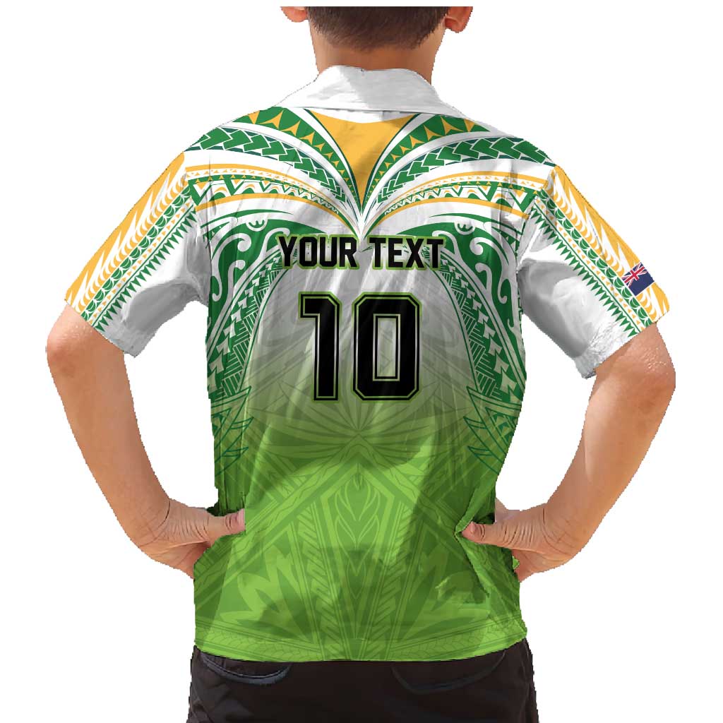 Custom Cook Islands Rugby League Family Matching Mermaid Dress and Hawaiian Shirt Tatau Tribal Motifs-Light Green Color - Polynesian Pride