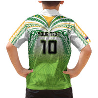 Custom Cook Islands Rugby League Family Matching Mermaid Dress and Hawaiian Shirt Tatau Tribal Motifs-Light Green Color - Polynesian Pride