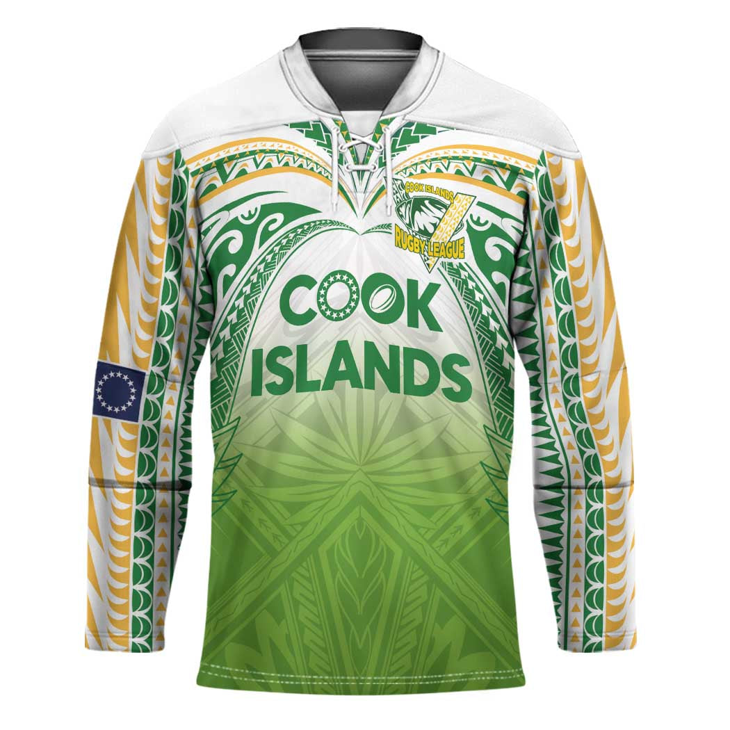 Custom Cook Islands Rugby League Hockey Jersey Tatau Tribal Motifs-Light Green Color - Polynesian Pride