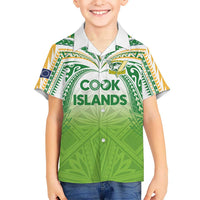 Custom Cook Islands Rugby League Kid Hawaiian Shirt Tatau Tribal Motifs-Light Green Color - Polynesian Pride