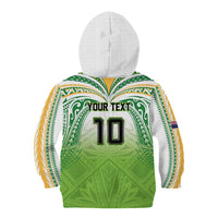 Custom Cook Islands Rugby League Kid Hoodie Tatau Tribal Motifs-Light Green Color - Polynesian Pride