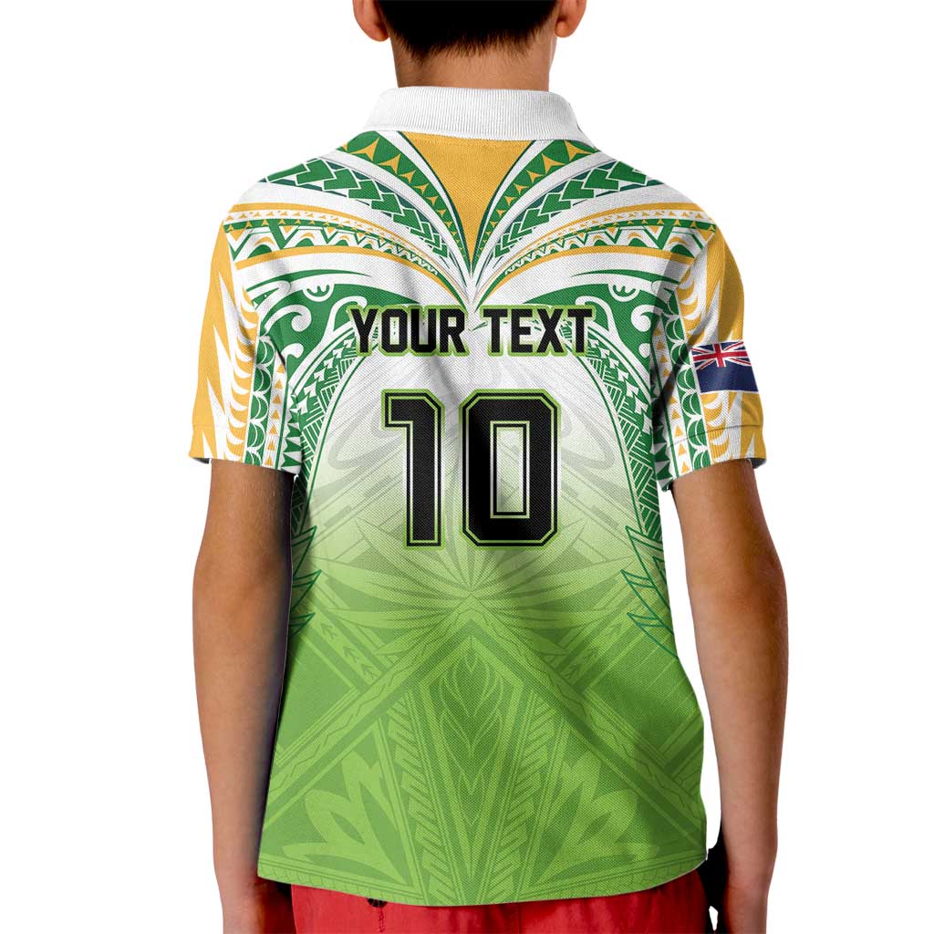 Custom Cook Islands Rugby League Kid Polo Shirt Tatau Tribal Motifs-Light Green Color - Polynesian Pride