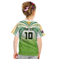 Custom Cook Islands Rugby League Kid T Shirt Tatau Tribal Motifs-Light Green Color LT03 - Polynesian Pride