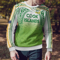 Custom Cook Islands Rugby League Ugly Christmas Sweater Tatau Tribal Motifs-Light Green Color - Polynesian Pride