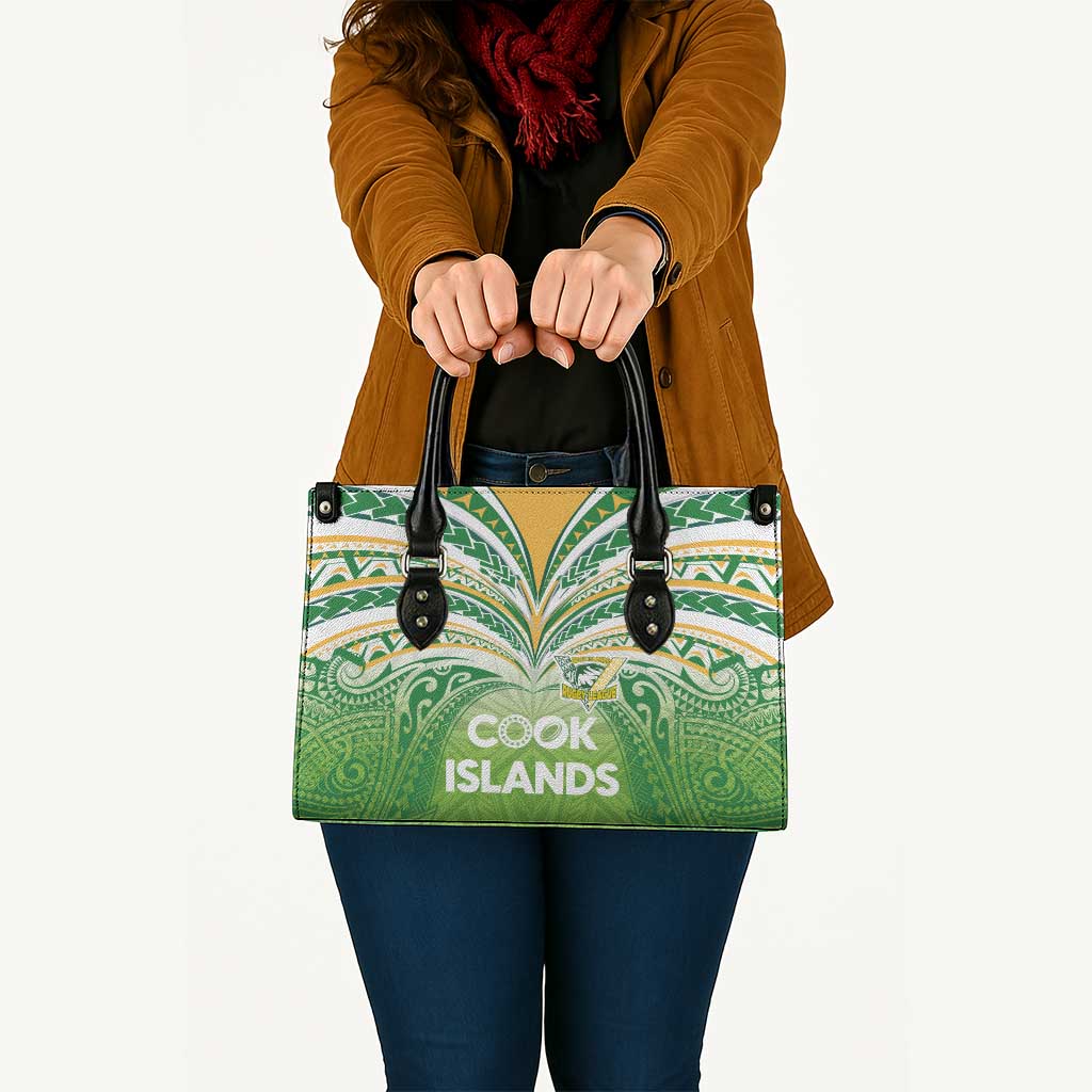Cook Islands Rugby League Leather Bag Tatau Tribal Motifs-Light Green Color LT03 - Polynesian Pride