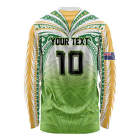 Custom Cook Islands Rugby League Long Sleeve Shirt Tatau Tribal Motifs-Light Green Color LT03 - Polynesian Pride