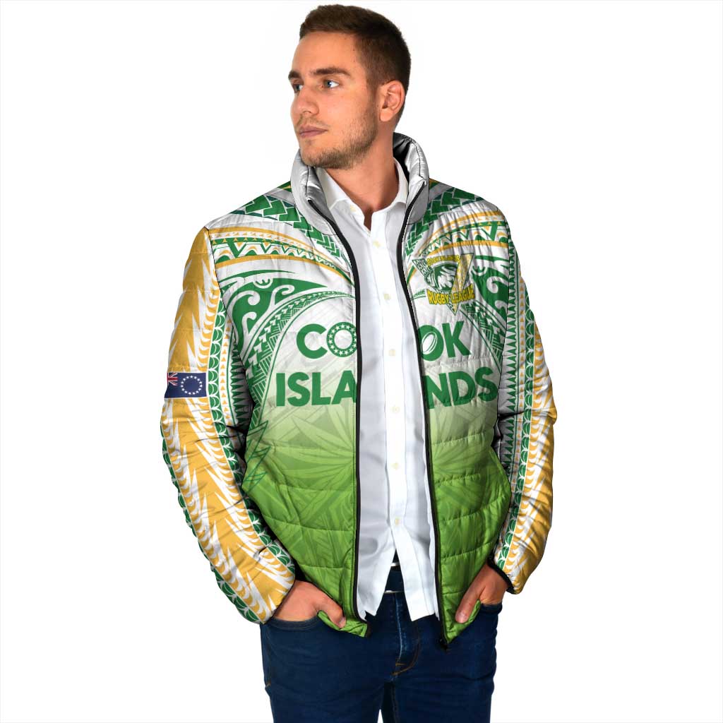 Custom Cook Islands Rugby League Padded Jacket Tatau Tribal Motifs-Light Green Color LT03 - Polynesian Pride