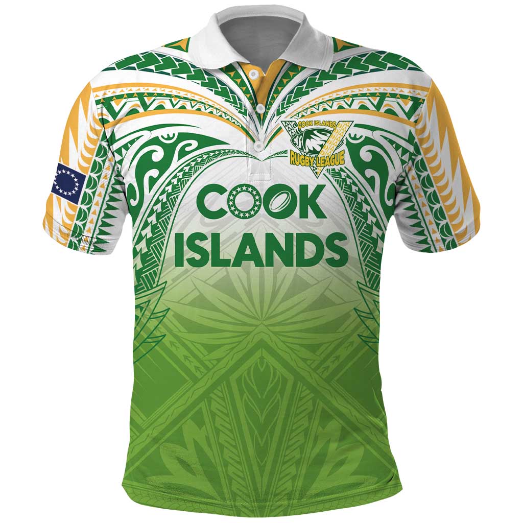 Custom Cook Islands Rugby League Polo Shirt Tatau Tribal Motifs-Light Green Color - Polynesian Pride