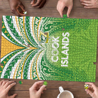 Cook Islands Rugby League Puzzle Tatau Tribal Motifs-Light Green Color LT03 - Polynesian Pride