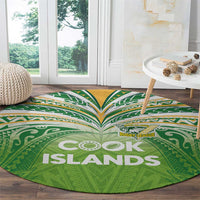 Cook Islands Rugby League Round Carpet Tatau Tribal Motifs-Light Green Color - Polynesian Pride