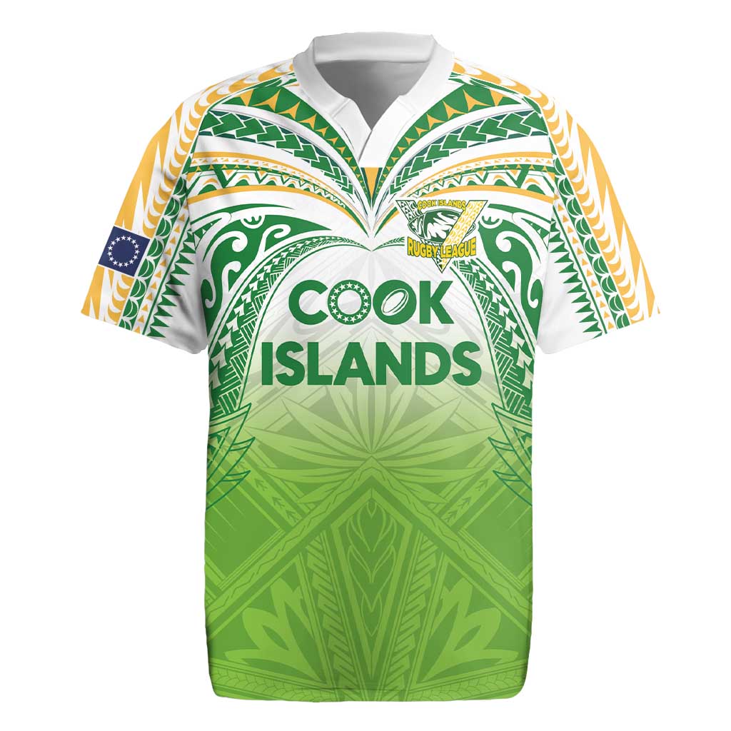 Custom Cook Islands Rugby League Rugby Jersey - Tatau Tribal Motifs Light Green LT03 Green - Polynesian Pride