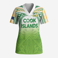 Custom Cook Islands Rugby League Scrub Top Tatau Tribal Motifs-Light Green Color LT03 Adult Green - Polynesian Pride