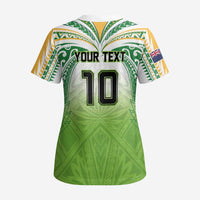 Custom Cook Islands Rugby League Scrub Top Tatau Tribal Motifs-Light Green Color LT03 - Polynesian Pride