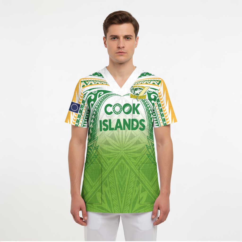 Custom Cook Islands Rugby League Scrub Top Tatau Tribal Motifs-Light Green Color LT03 - Polynesian Pride