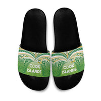 Cook Islands Rugby League Slide Sandals Tatau Tribal Motifs-Light Green Color - Polynesian Pride
