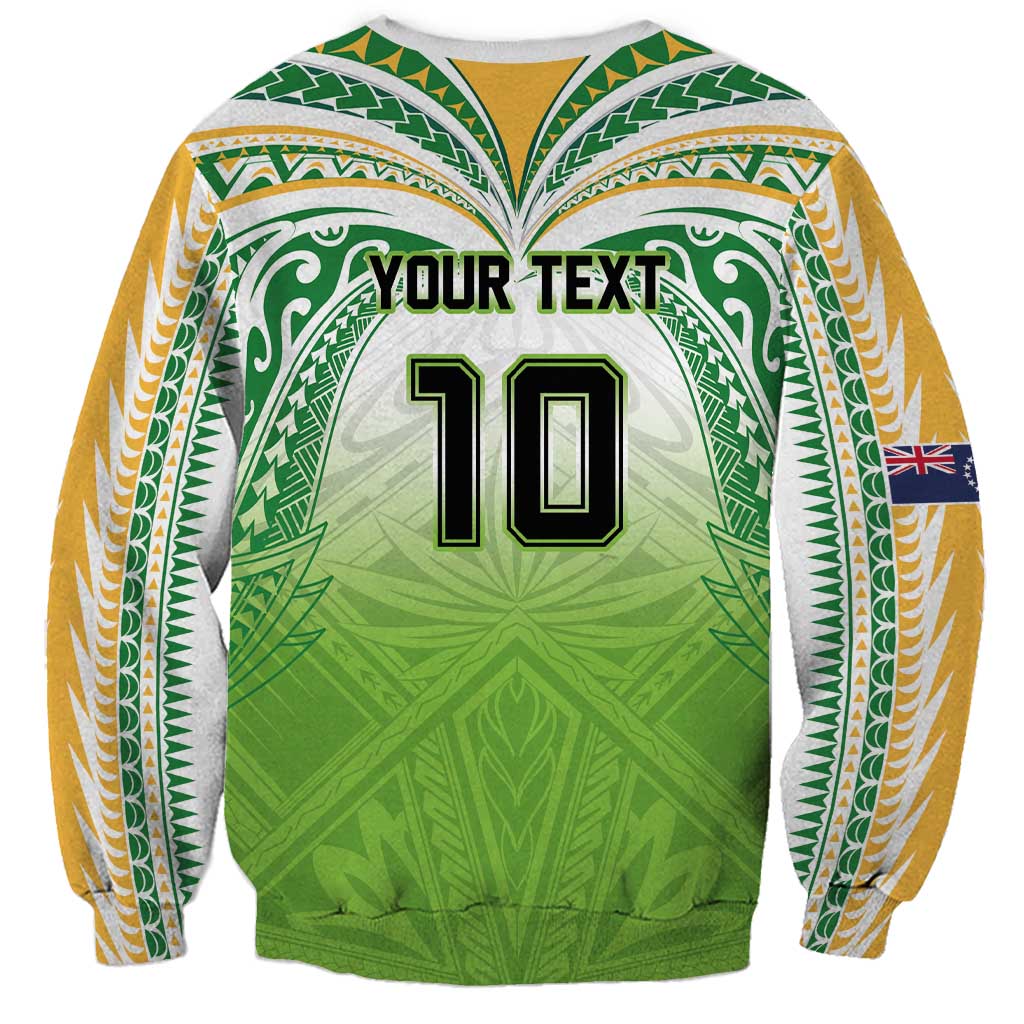 Custom Cook Islands Rugby League Sweatshirt Tatau Tribal Motifs-Light Green Color LT03 - Polynesian Pride