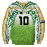 Custom Cook Islands Rugby League Sweatshirt Tatau Tribal Motifs-Light Green Color LT03 - Polynesian Pride