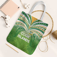 Cook Islands Rugby League Tote Bag Tatau Tribal Motifs-Light Green Color LT03 White Strap One Size Green - Polynesian Pride
