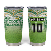 Custom Cook Islands Rugby League Tumbler Cup Tatau Tribal Motifs-Light Green Color LT03 Green - Polynesian Pride