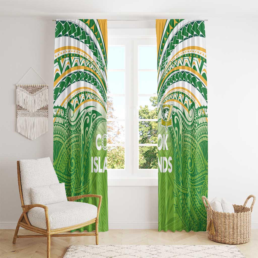 Cook Islands Rugby League Window Curtain Tatau Tribal Motifs-Light Green Color - Polynesian Pride