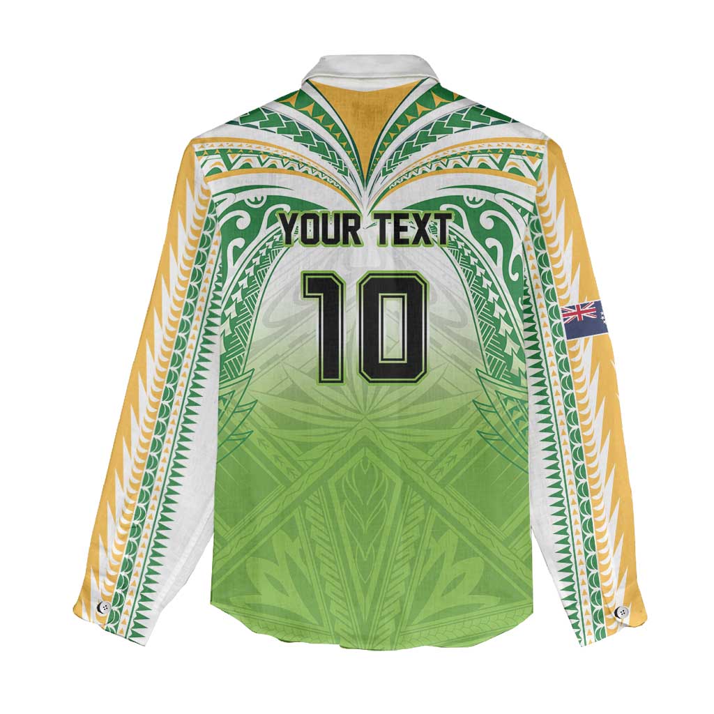 Custom Cook Islands Rugby League Women Casual Shirt Tatau Tribal Motifs-Light Green Color LT03 - Polynesian Pride