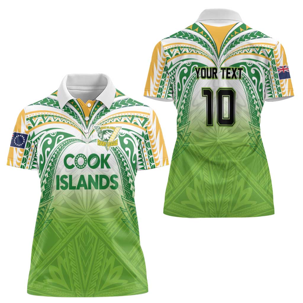 Custom Cook Islands Rugby League Women Polo Shirt Tatau Tribal Motifs-Light Green Color LT03 - Polynesian Pride