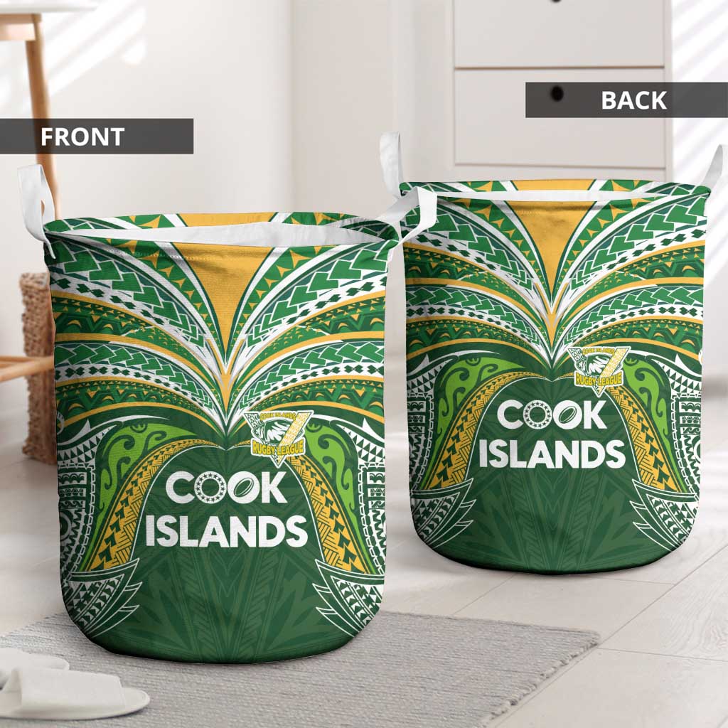 Cook Islands Rugby League Laundry Basket Tatau Tribal Motifs-Dark Green Color LT03 - Polynesian Pride