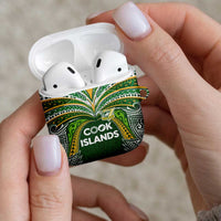 Cook Islands Rugby League AirPods Case Tatau Tribal Motifs-Dark Green Color - Polynesian Pride