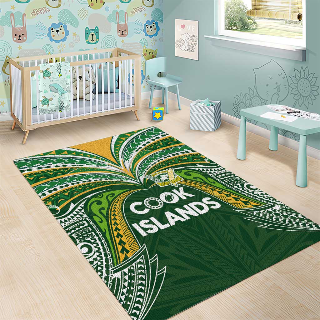 Cook Islands Rugby League Area Rug Tatau Tribal Motifs-Dark Green Color - Polynesian Pride