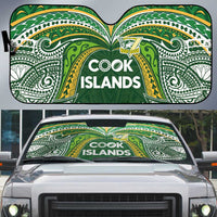 Cook Islands Rugby League Auto Sun Shade Tatau Tribal Motifs-Dark Green Color LT03 Green - Polynesian Pride