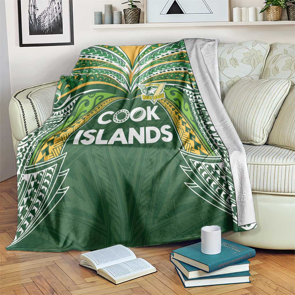 Cook Islands Rugby League Blanket Tatau Tribal Motifs-Dark Green Color - Polynesian Pride