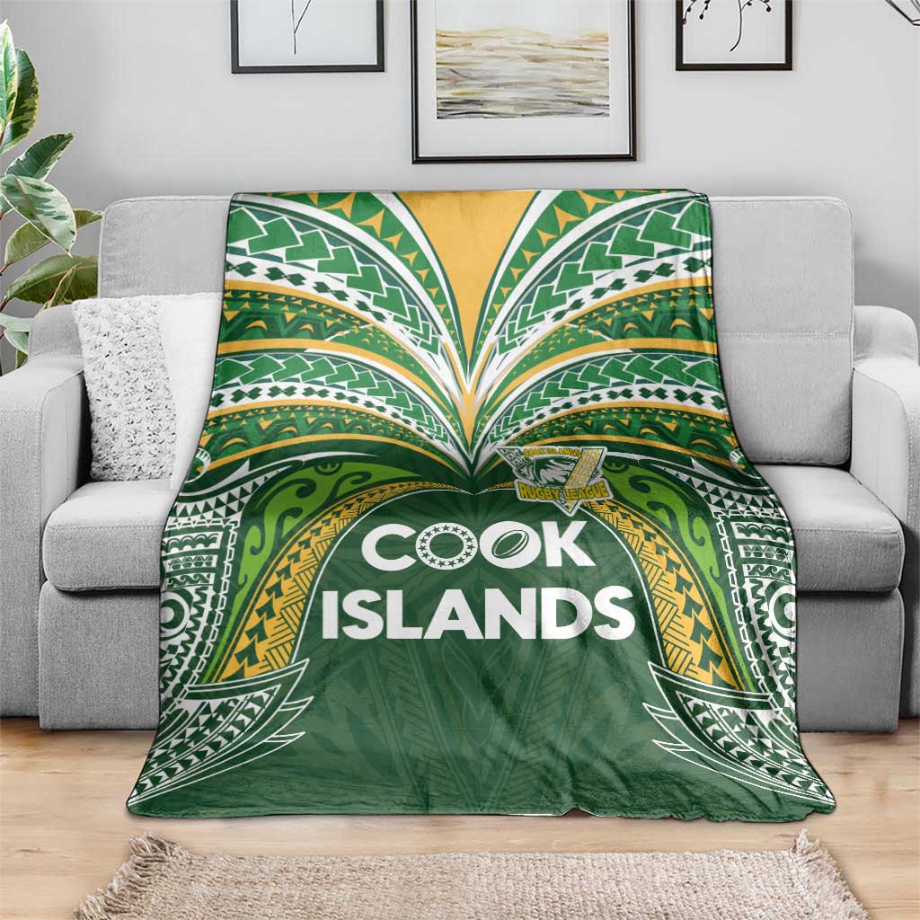 Cook Islands Rugby League Blanket Tatau Tribal Motifs-Dark Green Color - Polynesian Pride
