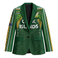 Custom Cook Islands Rugby League Blazer Tatau Tribal Motifs-Dark Green Color LT03 Unisex Green - Polynesian Pride