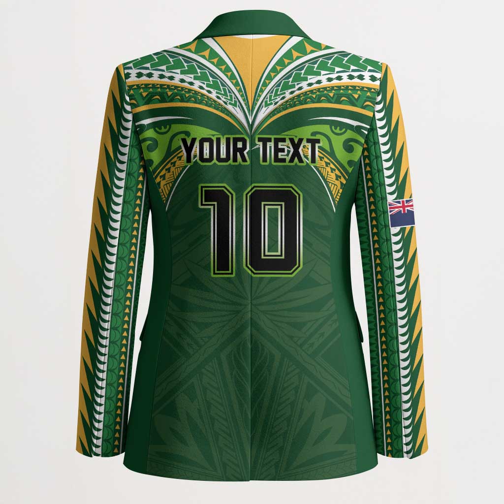Custom Cook Islands Rugby League Blazer Tatau Tribal Motifs-Dark Green Color LT03 - Polynesian Pride