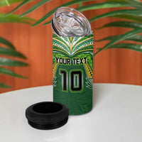 Custom Cook Islands Rugby League 4 in 1 Can Cooler Tumbler Tatau Tribal Motifs-Dark Green Color LT03 - Polynesian Pride