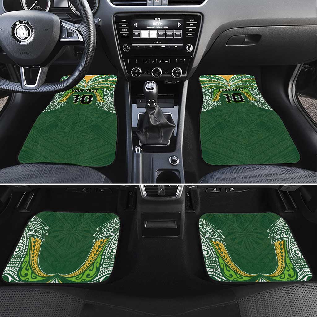 Custom Cook Islands Rugby League Car Mats Tatau Tribal Motifs-Dark Green Color - Polynesian Pride
