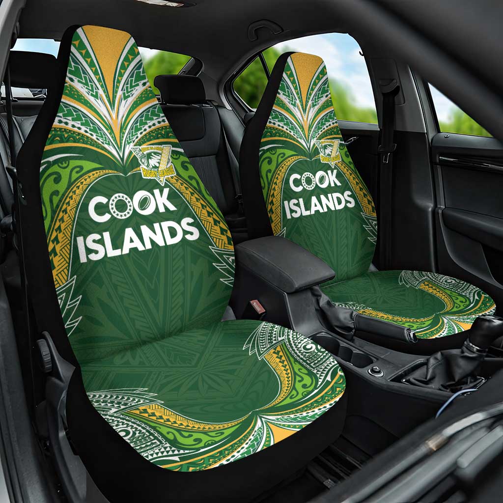 Cook Islands Rugby League Car Seat Cover Tatau Tribal Motifs-Dark Green Color - Polynesian Pride