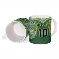 Custom Cook Islands Rugby League Ceramic Mug Tatau Tribal Motifs-Dark Green Color LT03 - Polynesian Pride