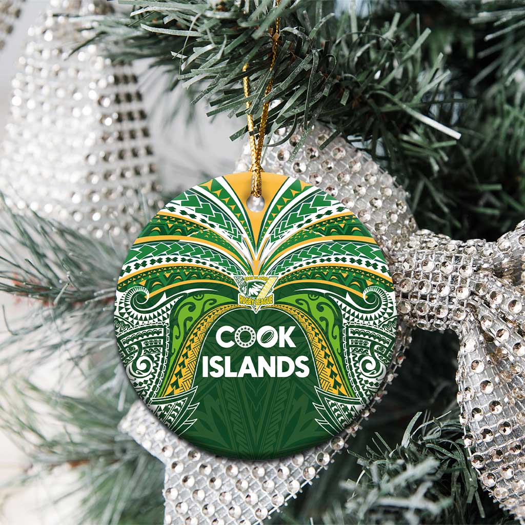 Cook Islands Rugby League Ceramic Ornament Tatau Tribal Motifs-Dark Green Color - Polynesian Pride