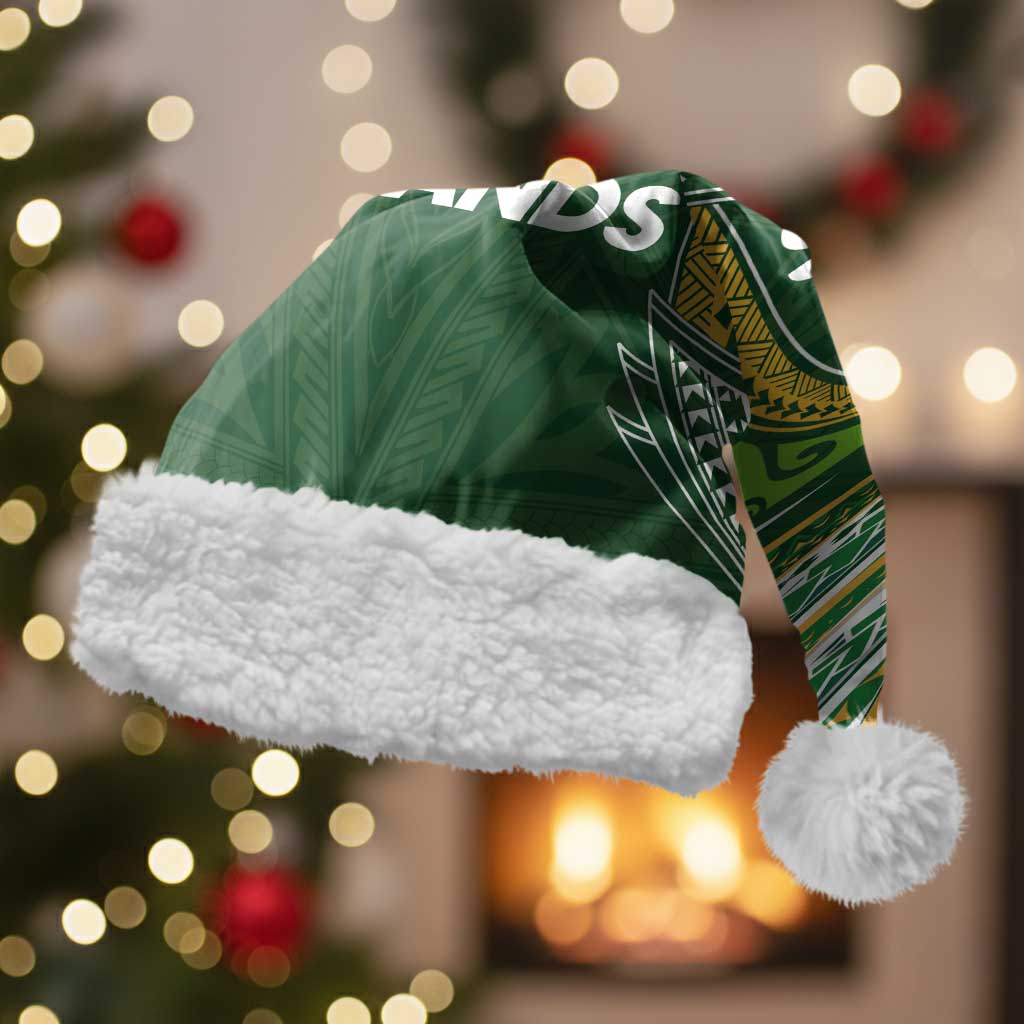 Cook Islands Rugby League Christmas Santa Hat Tatau Tribal Motifs-Dark Green Color - Polynesian Pride
