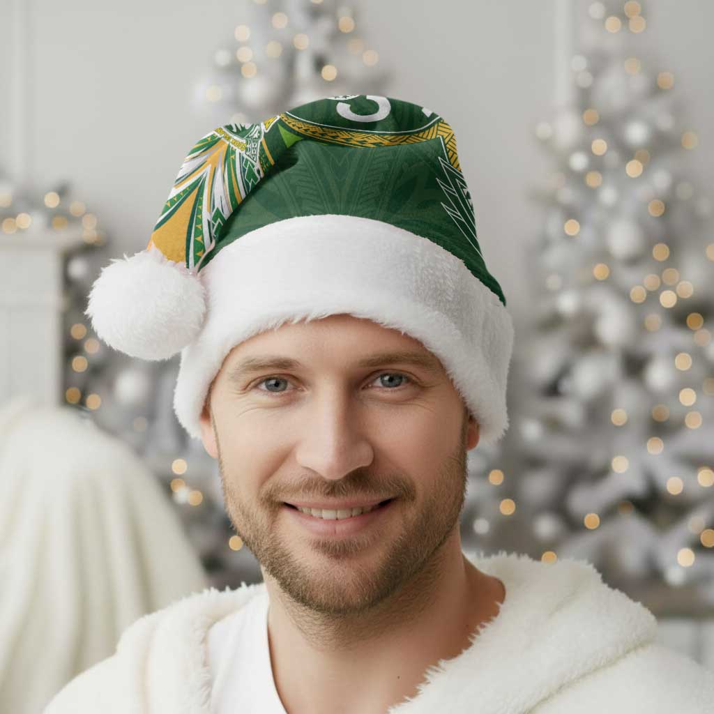 Cook Islands Rugby League Christmas Santa Hat Tatau Tribal Motifs-Dark Green Color - Polynesian Pride