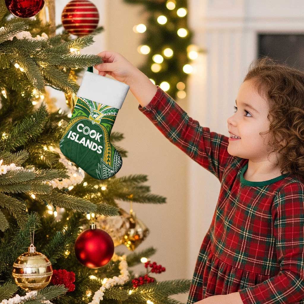 Cook Islands Rugby League Christmas Stocking Tatau Tribal Motifs-Dark Green Color LT03 - Polynesian Pride