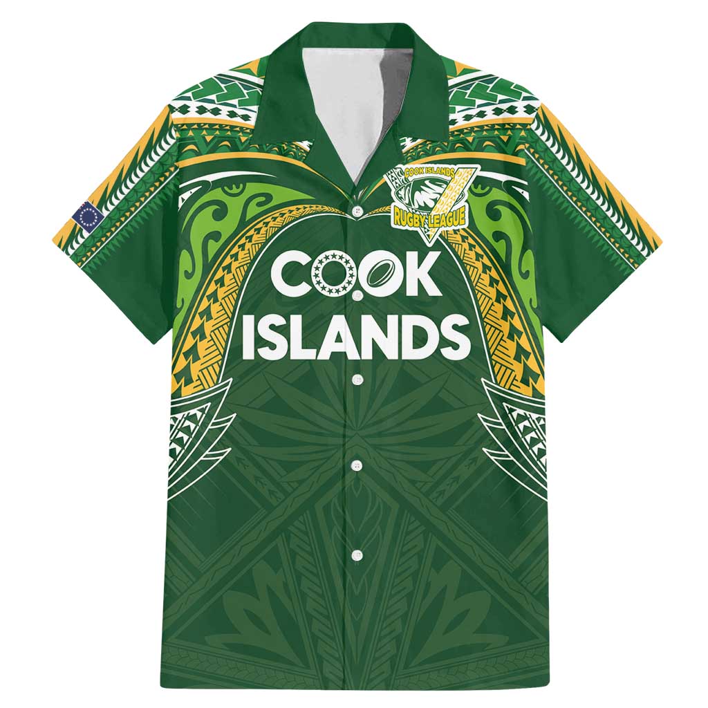 Custom Cook Islands Rugby League Family Matching Mermaid Dress and Hawaiian Shirt Tatau Tribal Motifs-Dark Green Color - Polynesian Pride