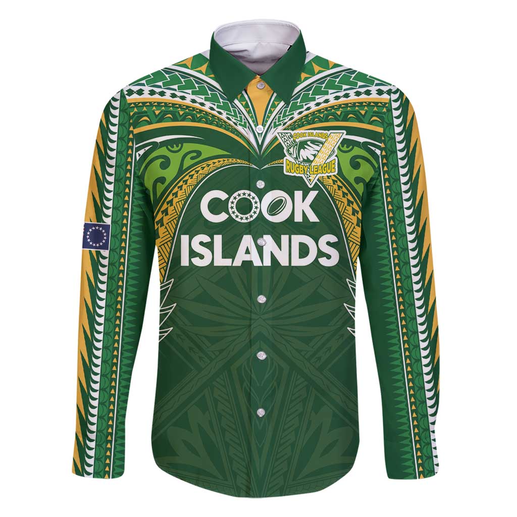 Custom Cook Islands Rugby League Family Matching Summer Maxi Dress and Hawaiian Shirt Tatau Tribal Motifs-Dark Green Color - Polynesian Pride